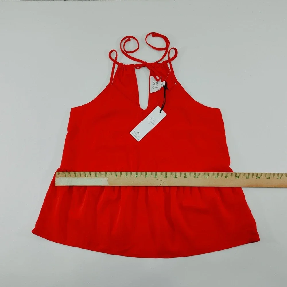 Olive &‎ Oak Rocking Red Halter Peplum Top Sleeveless Blouse Size  XS